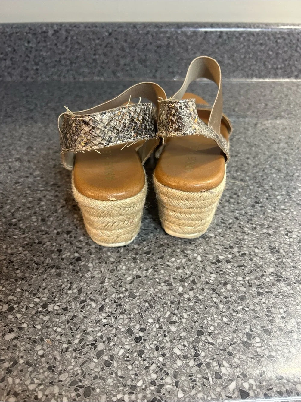 Anne Klein Snake-Print and Gold Wedge Espadrilles